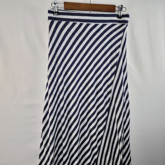 4/$25 Cato Navy Blue Striped Straight Maxi Skirt Size Small - Picture 3 of 16